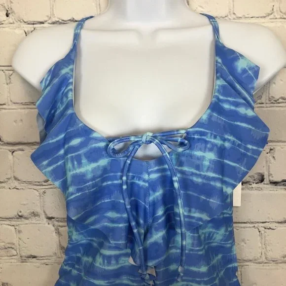 NWT California Sunshine One Piece Swimsuit Blue Tie Dye Size S - Picture 2 of 7